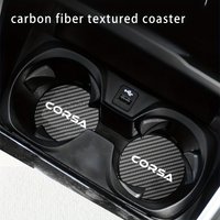 2pcs Car Carbon Fiber Faux Leather Coasters Car Coaster Anti-Slip Water Cup Slot Pad for Opel CORSA C D B E F Car Cup Holders