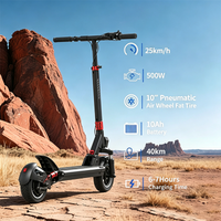 K07S Elektroroller für Erwachsene, 500W, 48V, 10AH, 10-Zoll-Luftreifen, faltbarer E-Scooter, 25 km/h Höchstgeschwindigkeit, 40 km Reichweite, Doppelfederung, Offroad-Pendler-Kick-Scooter