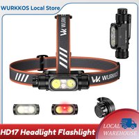 Latarka czołowa Wurkkos HD17 2500 lumenów 18650 Ultralekka latarka EDC z czerwonym/białym światłem, idealna do kempingu, wędrówek, wędkowania, nocnego wspinaczania i obserwacji zwierząt.
