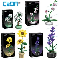 Cada Sunflower Lavender Camellia Bunch of Flowers Building Blocks City Romantic Home Decoration Blossom Orchid Bricks Toys Gift