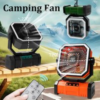 Camping Portable Desk Fan with LED Light Rechargeable Quiet Camping Fan 20000mAh Battery Hanging Hook for Trip Home Bedroom