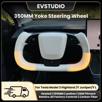 Personalized Sport Steering Wheel for Tesla Model 3 Highland/Y L/Y Juniper Premium Nappa Leather Carbon Fiber Heated Yoke Handle