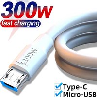 Micro USB Type C Data Cable 300W Super Fast Charging USB C Phone Charger Data Line for Android Samsung Xiaomi Huawei Charge Cord
