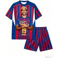Sommer # 19 Yamal AI Personality Edition Gestreiftes Fußballtrikot-Set für Erwachsene und Kinder, Modisches Freizeit-Outdoor-Sportset