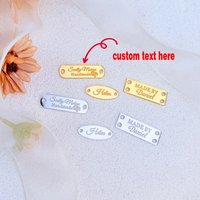 50Pcs Custom Gold Acrylic Sew On Tags Laser Engraved Personalised Labels for Handmade Clothing Knitting Crochet Bags DIY