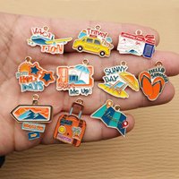 10pcs Travel Vacation Holiday Charm for Jewelry Making Diy Accessories Earring Keychain Bracelet Pendant Alloy Metal Gold Plated