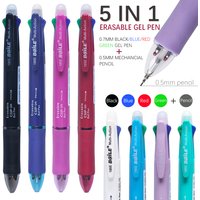 Multifunctional 5 In 1 Erasable Pen or 0.7mm 4Color Refills and 0.5mm Automatic Pencil Lead, Sketching Writing Office Supplies
