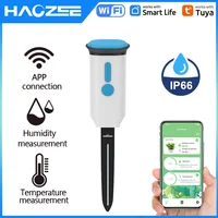Haozee Tuya Smart WiFi Soil Moisture Sensor Detector IP66 Waterproof Real-time Temperature Humidity Monitor Garden Automation