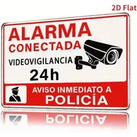Vintage Spanish 24H Video Surveillance Metal Wall Sign – Outdoor Security Decor