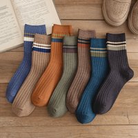 7 Pairs of Men's Striped Socks Fashionable Casual Socks High Quality Harajuku Retro Socks for Men Large Size Long Socks