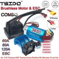 YSIDO 3650 Combo 5400KV 3600KV Brushless Motor 60A/80A/120A ESC for 1/10 Traxxas HSP Tamiya Arrma RedCat RC Monster Truck car