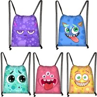 Funny Monster Face Print Backpack Women Men Drawstring Bag Kawaii Daypack Outdoor Gym Teenager Storage Bags for Travel Bookbag