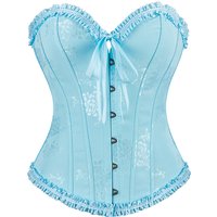 Women Floral print corset top gothic bustier overbust corselet lace up boned tummy control vintage halloween stage show costume