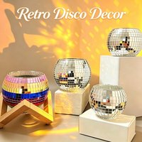 3-in-1 Retro Disco Ball Candle Holder | Glass Mirror Tealight Vase | Succulent Planter Storage Bowl for Home Party Decor