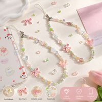 Ins Sweet Girl Style Clear Butterfly Beaded Phone Strap, Exquisite Versatile Charm Gift for Phones, Keys and Bags