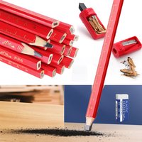 JOMPENS Anti-Slip Wooden Pencil Millimeter Scale Professional Grade Woodworking HB Pencil Black HB Lead Flat Octagon Drawing
