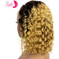 250% Density 4/613 Honey Blonde Short Water Wave Bob Wig Human Hair Wigs 13x4 Lace Front Deep Wave Curly Hair Remy Wig for Women