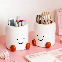 Cute Cartoon Desktop Pen Holder Large Capacity Decorative Ornaments Makeup Brush Holder Pen Container for Students Gift