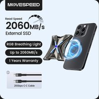 MOVESPEED RX20M 2060MB/s Magnetic External Hard Drive 4TB 2TB 20Gbps USB3.2 Gen2 Type C Portable SSD for iPhone ProRes PS4 PS5