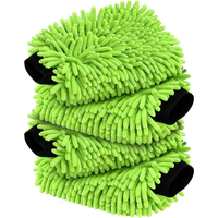 1/2Pcs Green Microfiber Car Wash Gloves, Premium Chenille Lint & Scratch Resistant Cleaning Mitt for Car & E-Bike Washing