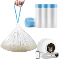 5/10Rolls Tonepie Pet Cat Poop Bags with Drawstring Closure for Cat Litter Box Bin Bottom Capsule Pet Cleaning Supplies