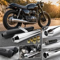 Universeller Motorrad-Schalldämpfer Auspuffrohr-Abdeckung für Cafe Racer Bobber CG125 SR400 CB500 VT500 CM300 CM500 Motorrad-Auspuffrohr Klassische Galvanisierung