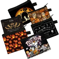 Spider Cat Bat Pumpkin Skull Coin Purse Women Wallets Credit ID Card Holder Small Money Coin Bag Key Ouija Board Halloween Gifts