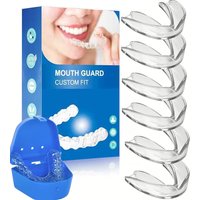 6pcs Mouth Guard EVA Teeth Protector Silicone Tooth Orthodontic Braces Transparen Reusable Teeth Whitening Tray Retainer Tool