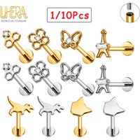 1/10Pcs ASTM F136 Titanium Labret Stud CZ Earring Hypoallergenic Cartilage Helix Tragus Piercing Body Jewelry