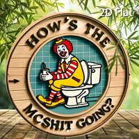 2D Flat, 1pc Vintage Clown Aluminum Wall Sign - "How'S the McShit Going" Humorous Retro Decor for Home, Garage, Cafe, Bathroom |