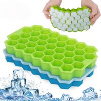 1 Piece, Hexagonal Ice Cube Tray, Flexible Food-Grade Silicone Ice Cube Mold, 37-Cavity Refrigerator Ice Tray, Ice Cube Maker, Easy-Release Ice Maker, Soft Drinks, Whiskey, Cocktails, Etc., Kitchen