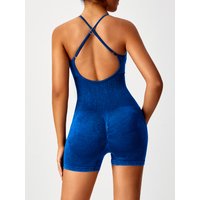 Sandwashed Yoga Bodysuit for Women - Strappy Seamless One Piece Workout Suit, Stretch Gym Leotard for Pilates Barre Fitness