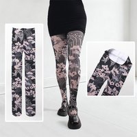 Sexy High Waist Retro Printed Tights Stretch Seamless Floral Printed Stockings Japanese Style Y2k Long Socks Female