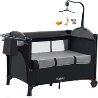 4-in-1 Foldable Baby Crib 0-3 Years Multifunctional Bed with Rocker Changing Table