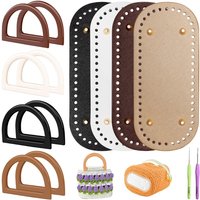 H8WB Complete Crochet Bag Making Collection Includes 8 Plastic Components 4 curvilinear PU Bases 2 stakes For Handcrafted Purses
