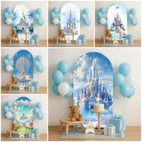 Princess Castle Theme 1st Birthday Arch Backdrop Photography Fairytale Princess Baby Girl Show Party Decor Backdrop Photocall