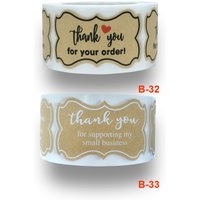 250pcs/1Roll Kraft Paper Stickers Goods Package Seal Pack Label 'Thank you for order' 'Support Business' 3*5cm/1.18*1.07in Heart