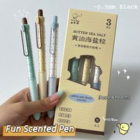3Pcs Fun Scented Gel Pen Set 0.5mm Simple Polka Dot Quick-Dry Pen Creative Black Pen For Study & Office Use