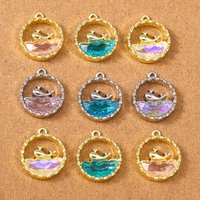 5pcs 16*16mm Crystal Blue Ocean Whale Charms Pendants for Jewelry Making Necklace Bracelet DIY Earrings Accessories Supplies