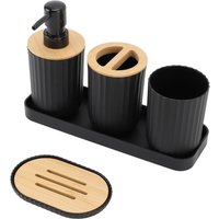 5-Piece Bathroom Organizer Set with Toothbrush Holder, Soap Box, Tray & Dispenser – Countertop Storage for Sink