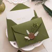 10PCS Avocado Olive Green Envelopes for Wedding Invitation Birthday Thank You Greeting Card Valentine's Day Handwritten Notes