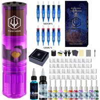 Tattoo Kit POSEIDON New Top Tattoo Gun Kit For Permanent Makeup Tattoo Machine Kit Wireless Tattoo Power Supply Tattoo Gun Kit