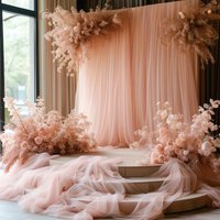 Mesh Gauze Backdrop Curtain Parties Wrinkle Free Photo Curtains Backdrop Drapes Fabric Decoration for Birthday Party Wedding