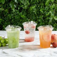 20/50pcs Plastic Cup With No Straw Mouth Direct Drinking Transparent Disposable Coffee Cup For Smoothies Cold Drinks Milk Cups
