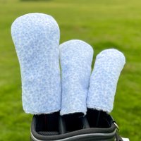 1pc/3pcs Blue Plush Leopard Print Golf Head Covers,Fits Driver, Fairway Wood And Hybrid Clubs,Universal Design for Men And Women