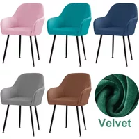 Velvet High Arm Chair Cover Elastic Dining Chair Slipcovers Fabric Washable Office Rocker Chairs Covers Home Decor Seat Cover