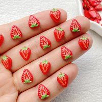 50pcs Resin Cute Mini Red Strawberry Flat back Rhinestone DIY Wedding Scrapbook Christmas Decor Crafts