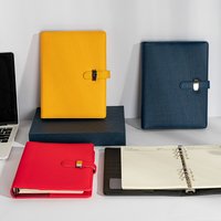 A5 23x17cm 6 Ring Binder PU Clip-on Notebook Leather Loose Leaf Notebook Cover Agenda Planner Organizer School Office Stationery