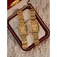 1 new gold elegant ladies waterproof quartz watch rectangular dial with Roman dial simple niche ladies watch
