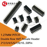 10PCS 1.27MM SMD Double Row Female Socket 2*2/3/4/5/6/7/8/9/10/12/16/20/40/ PIN Female Header Connector